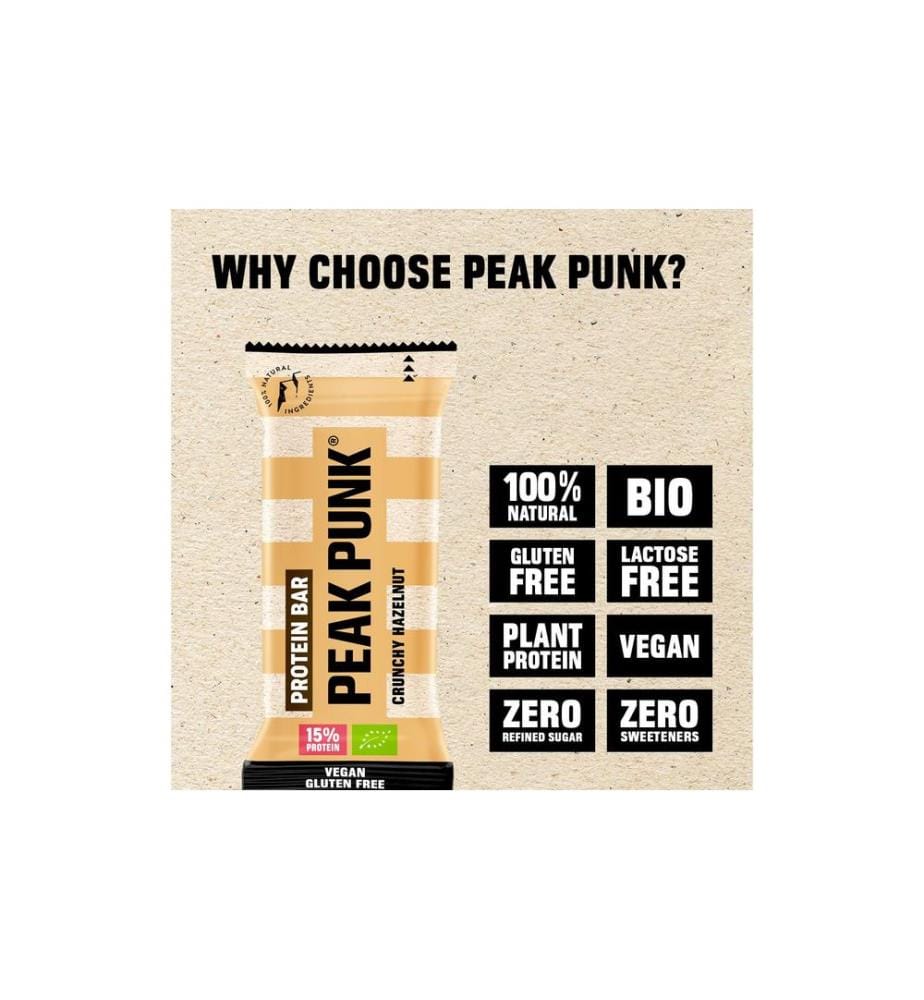 PEAK PUNK - Bio Protein Bar Crunchy Hazelnut 12 x 55 g