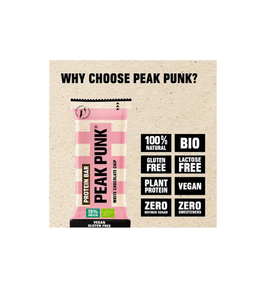 PEAK PUNK - Bio Protein Bar White Chocolate Chip 12 x 55 g