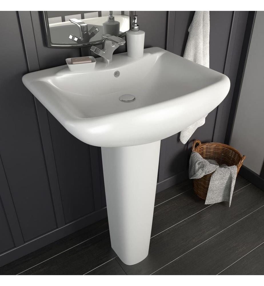 Freistehendes Waschbecken mit Säule Keramik Weiss 580x470x200 mm