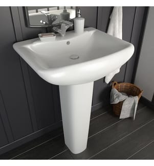 Freistehendes Waschbecken mit Säule Keramik Weiss 580x470x200 mm
