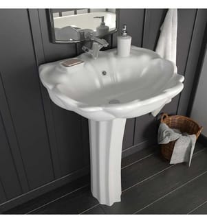 Freistehendes Waschbecken mit Säule Keramik Weiss 580x510x200 mm