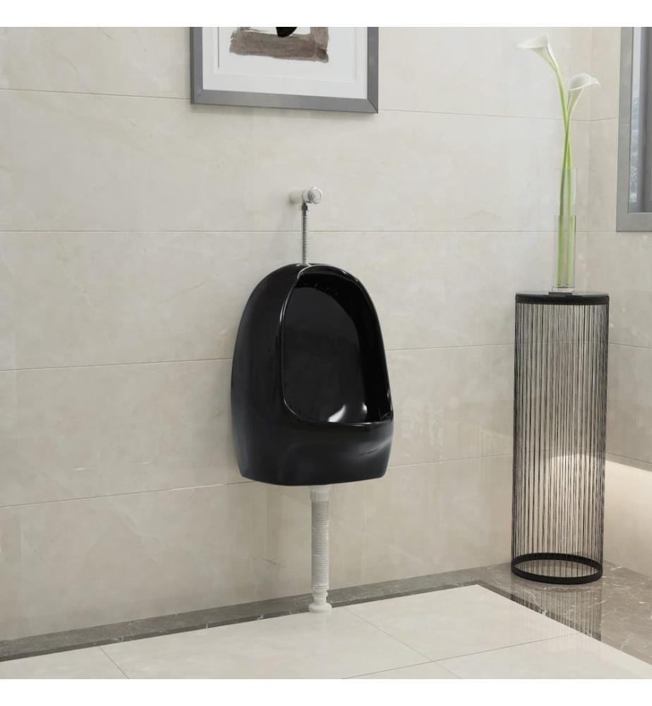 Wandurinal mit Spülventil Keramik Schwarz