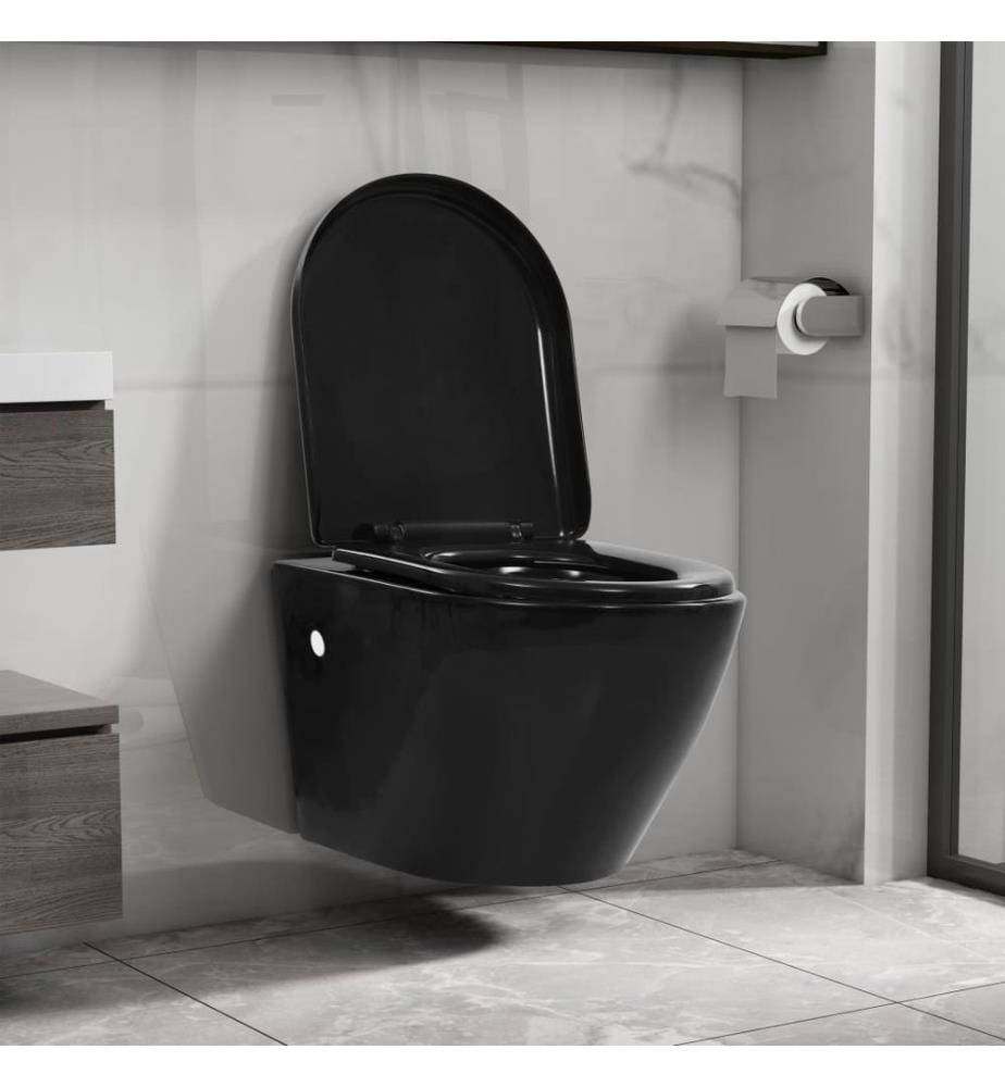 Wand-WC ohne Spülrand Keramik Schwarz