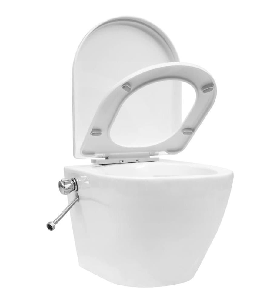 Wand-WC ohne Spülrand mit Bidet-Funktion Keramik Weiss