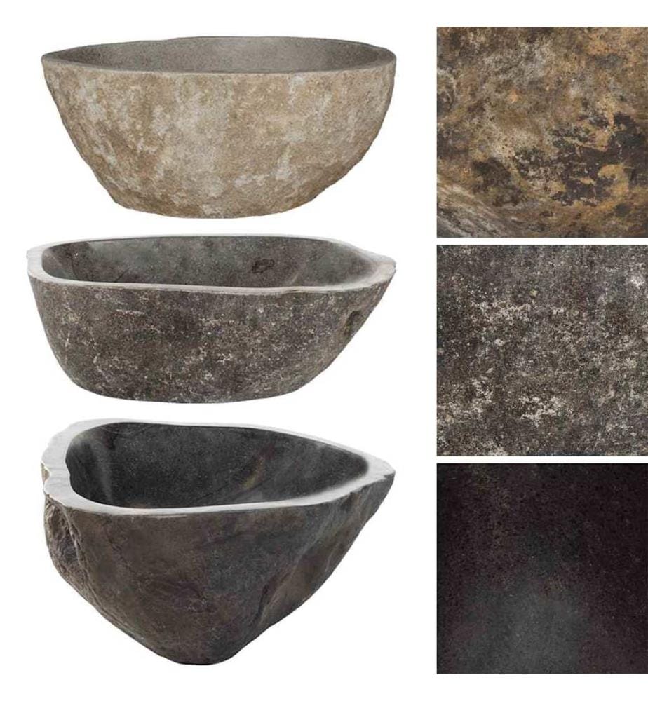 Lavabo en pierre de rivière Ovale (37-46)x(29-36) cm