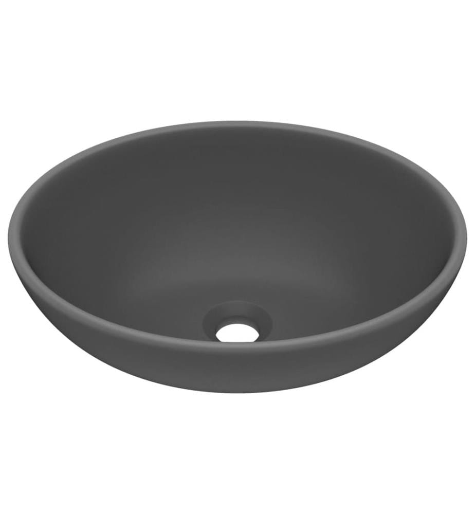 Lavabo ovale de luxe Gris foncé mat 40x33 cm Céramique