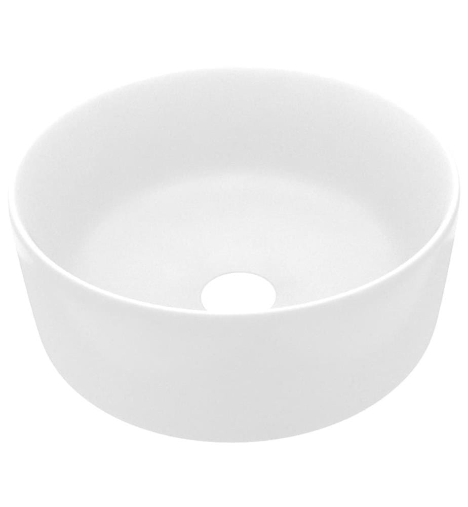 Luxuriöses Waschbecken Rund Matt Weiss 40x15 cm Keramik