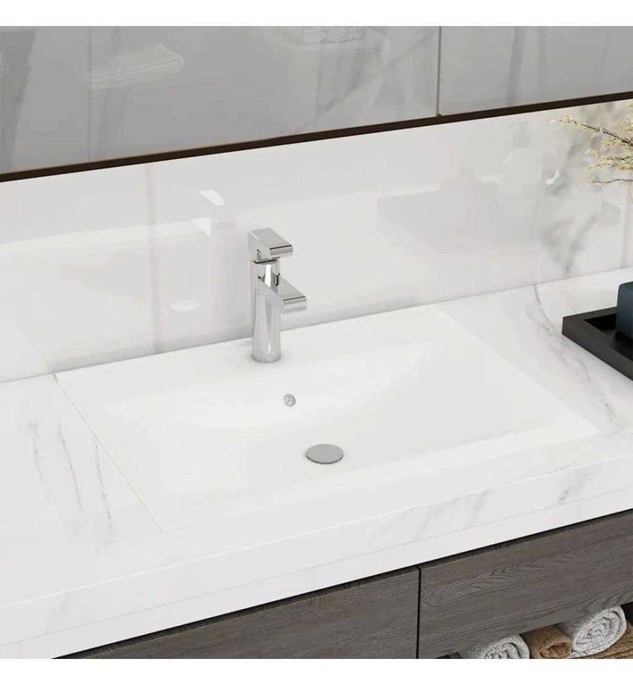 Lavabo avec trou de robinet Blanc mat 60x46 cm Céramique