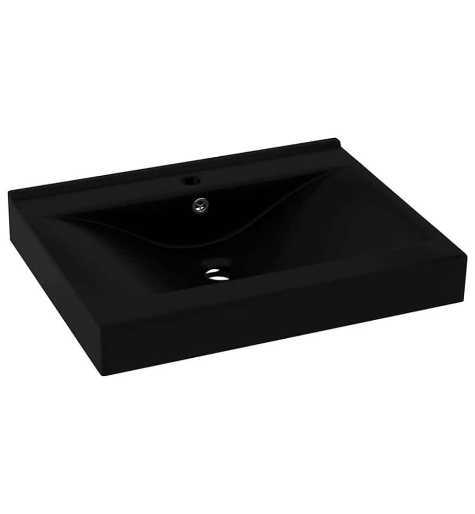 Lavabo avec trou de robinet Noir mat 60x46 cm Céramique