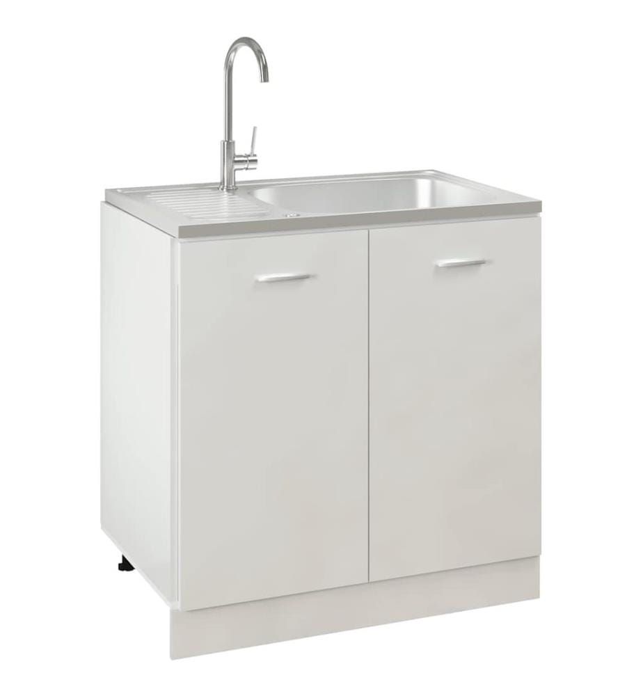 Jeu d'évier de cuisine et égouttoir argenté 800x500x155 mm inox