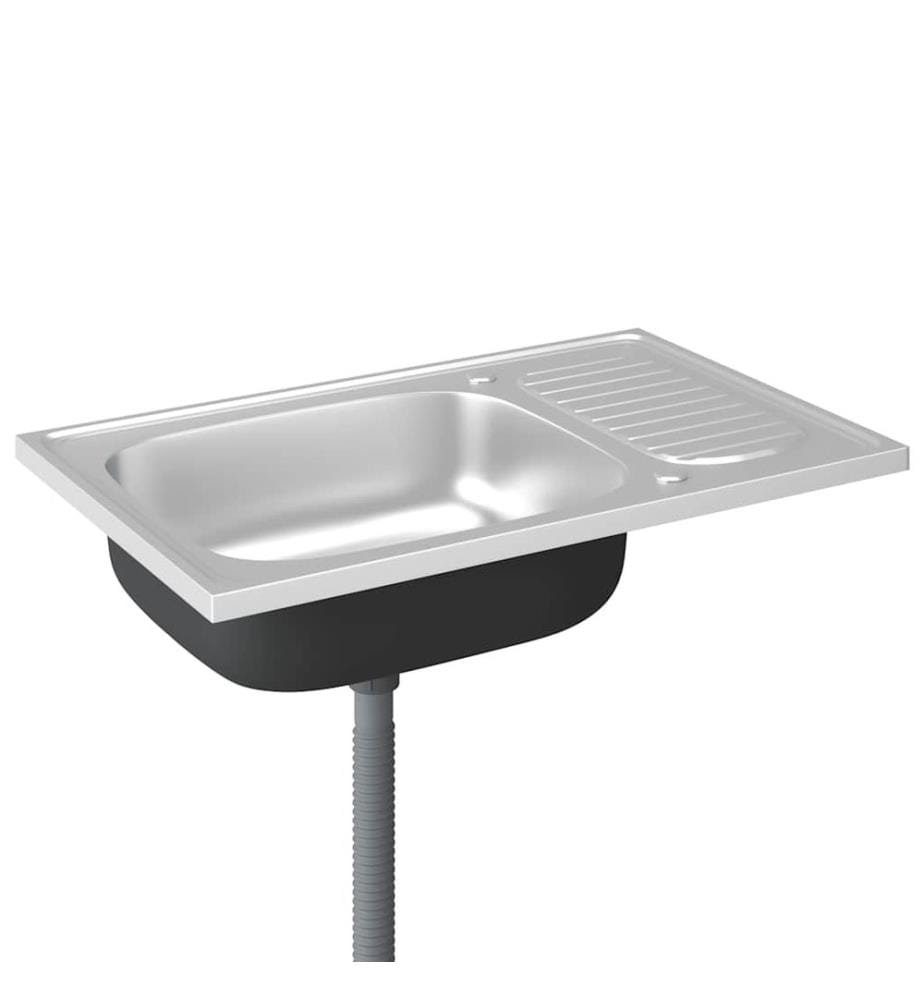 Jeu d'évier de cuisine et égouttoir argenté 800x500x155 mm inox