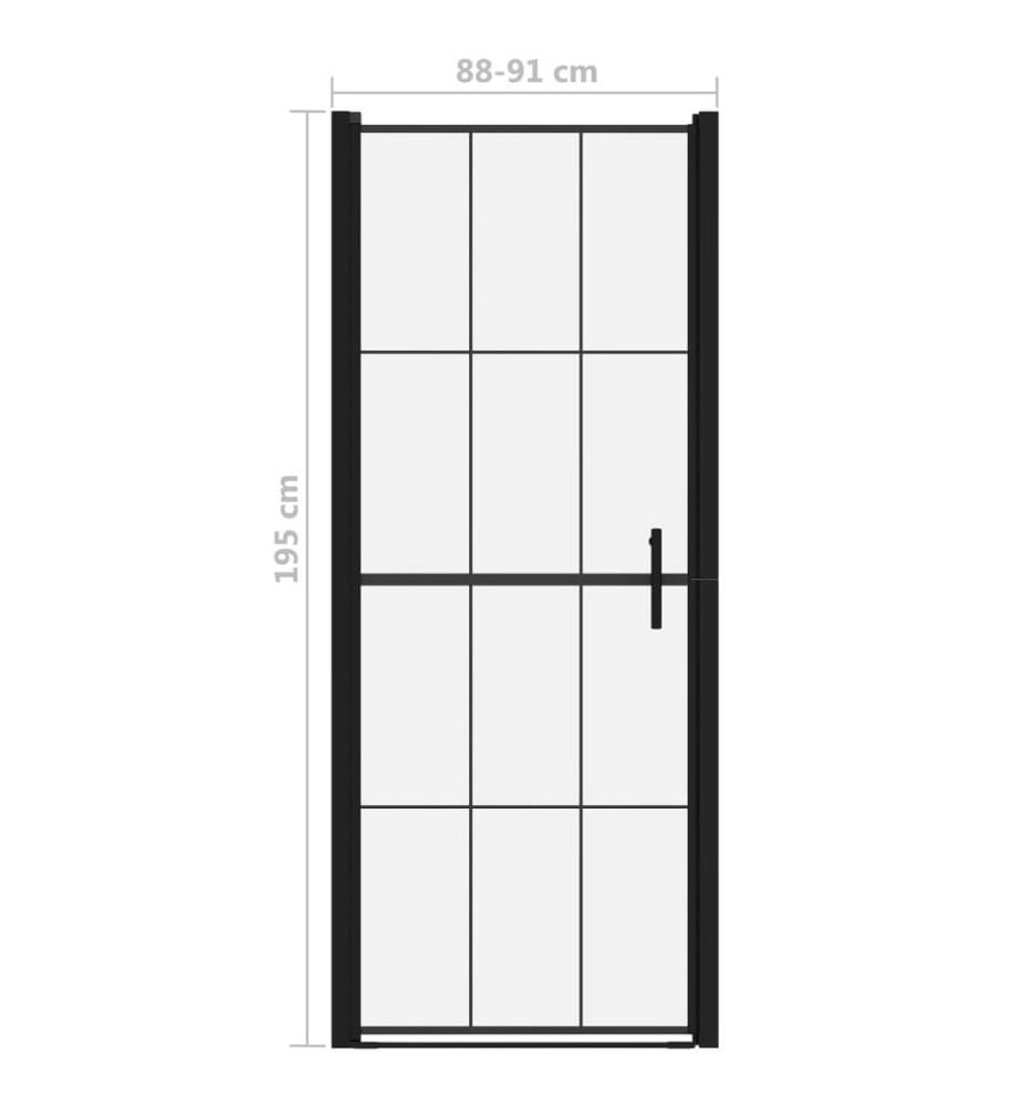 Duschtür Hartglas 91x195 cm Schwarz