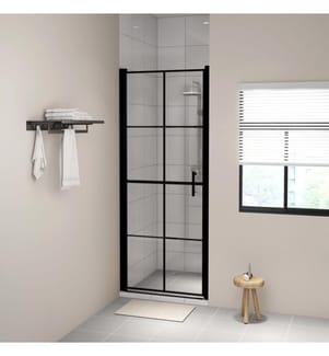 Duschtür Hartglas 91x195 cm Schwarz