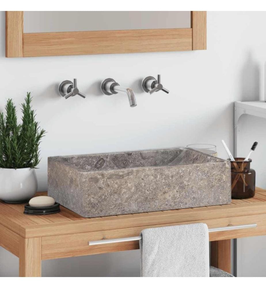 Lavabo 45x30x12 cm marbre gris brillant