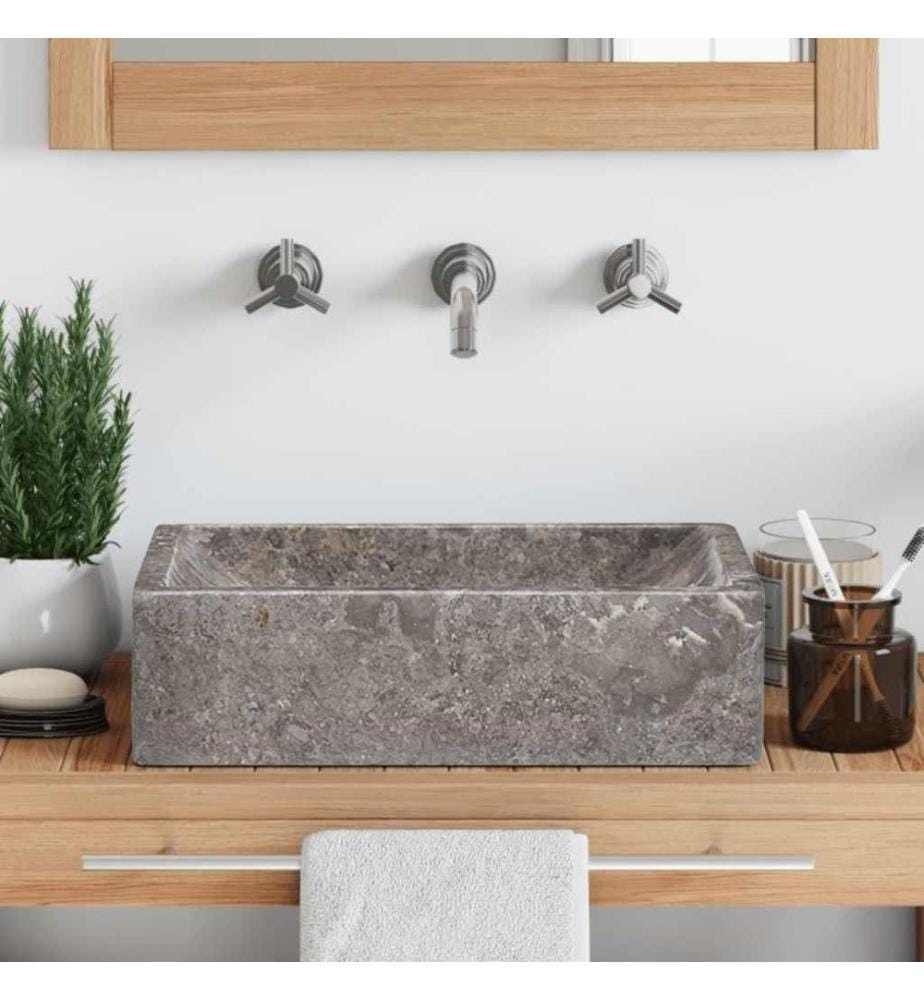 Lavabo 45x30x12 cm marbre gris brillant