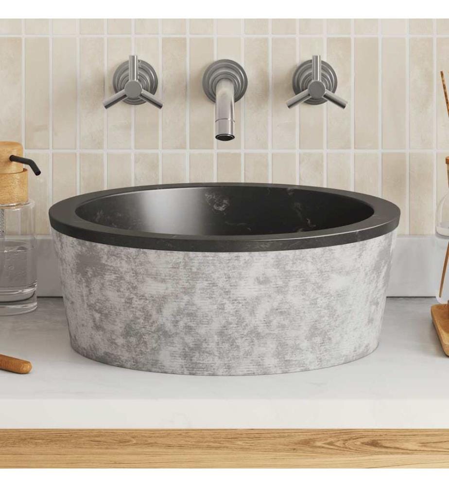 Lavabo Noir Ø40x15 cm Marbre