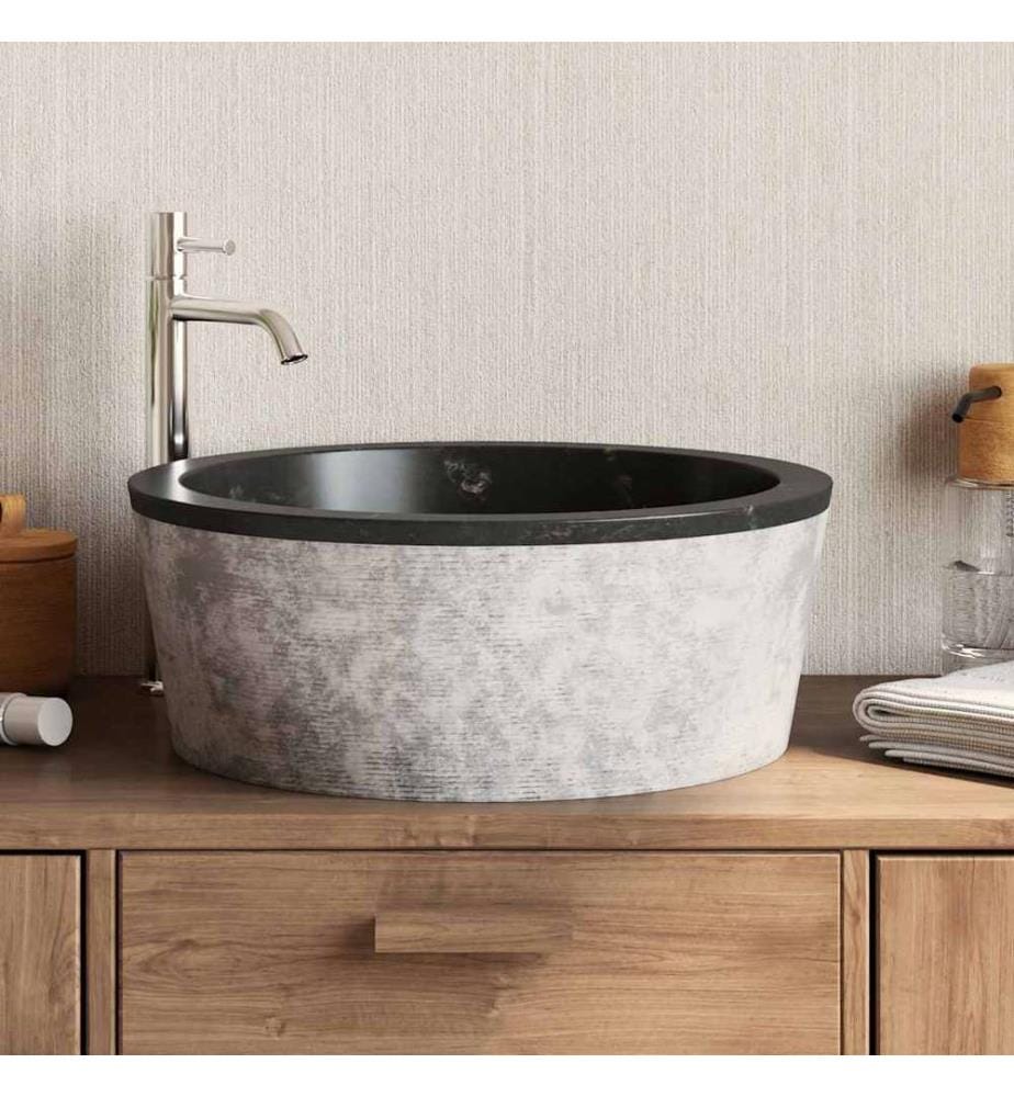 Lavabo Noir Ø40x15 cm Marbre