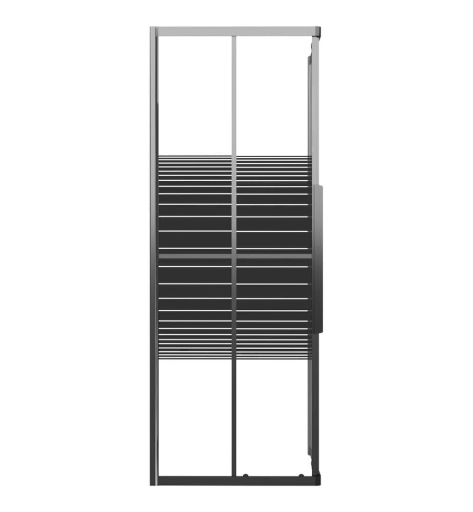 Duschkabine mit Streifen ESG 80x80x180 cm Schwarz