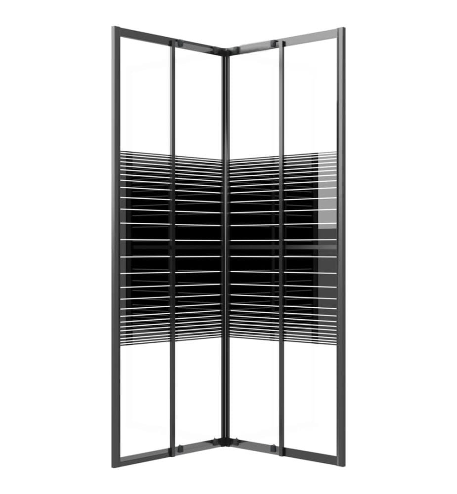 Duschkabine mit Streifen ESG 80x80x180 cm Schwarz
