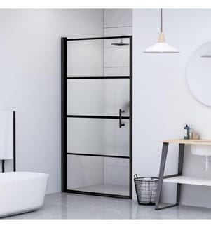 Duschtür 81x195 cm Halbmatt Hartglas Schwarz