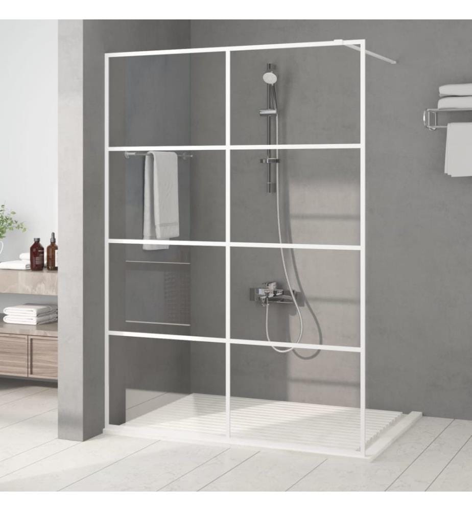 Duschwand für Begehbare Dusche Weiss 140x195 cm ESG-Klarglas