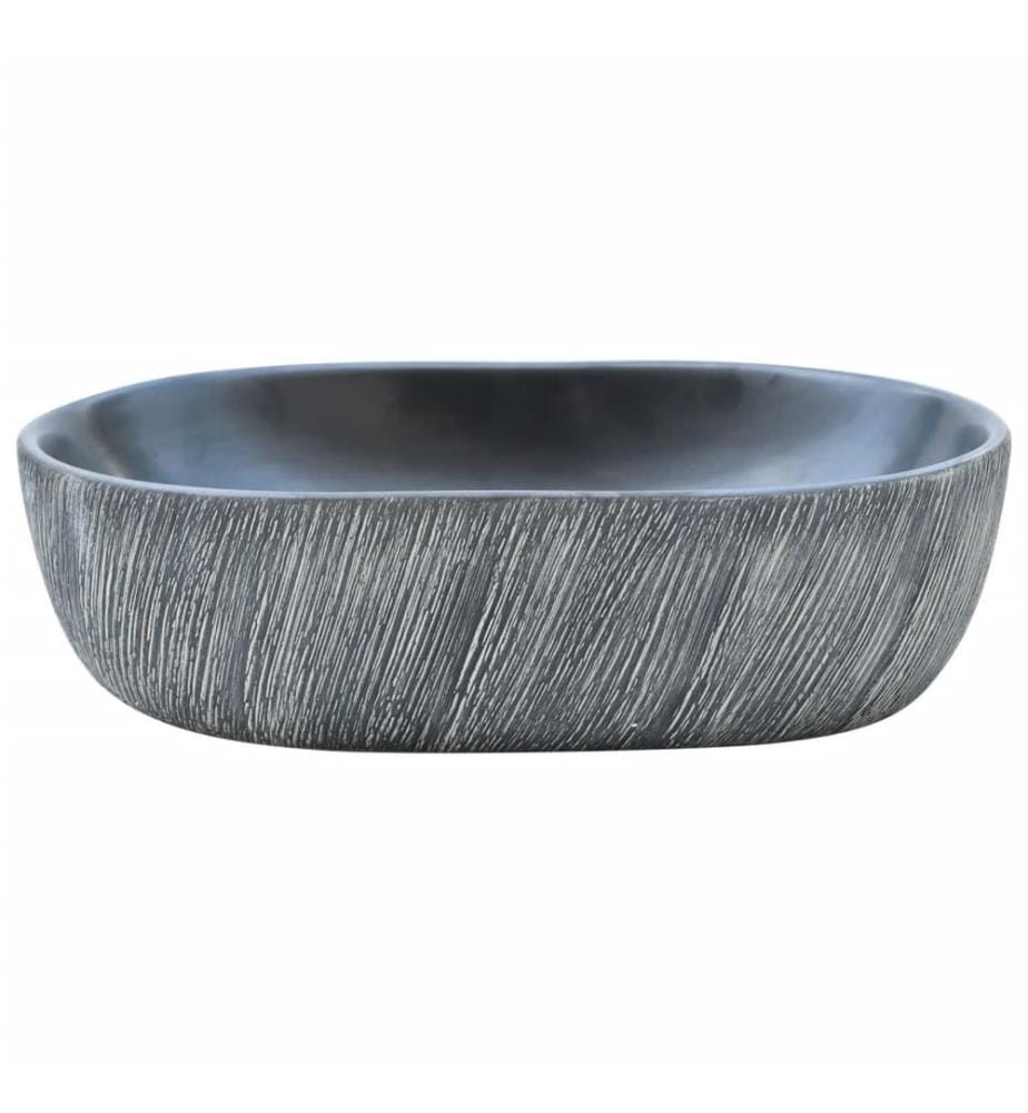 Aufsatzwaschbecken Schwarz und Grau Oval 47x33x13 cm Keramik