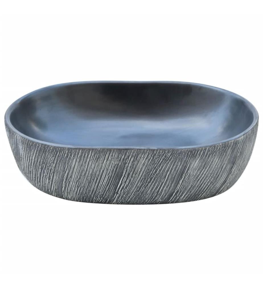 Aufsatzwaschbecken Schwarz und Grau Oval 47x33x13 cm Keramik