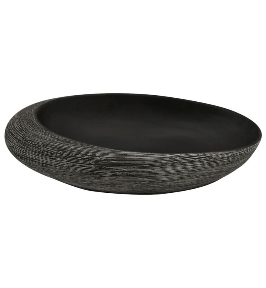 Vasque à poser gris et noir ovale 59x40x14 cm céramique