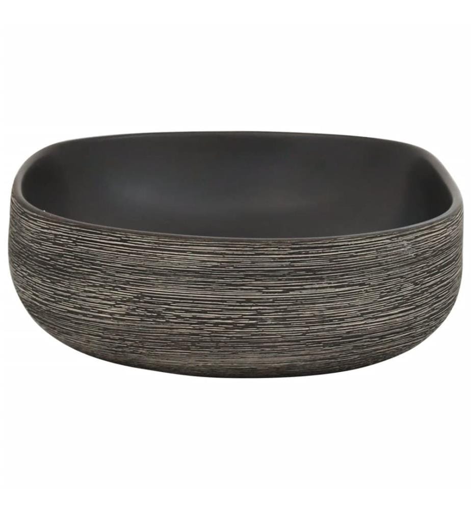 Aufsatzwaschbecken Grau und Schwarz Oval 59x40x14 cm Keramik
