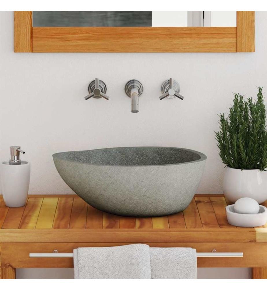 Lavabo en pierre de rivière Ovale (37-46)x(29-36) cm