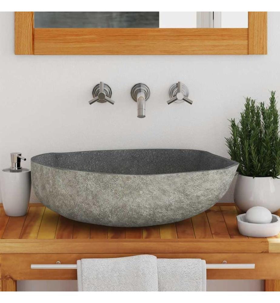 Lavabo en pierre de rivière Ovale (45-53)x(34-41) cm