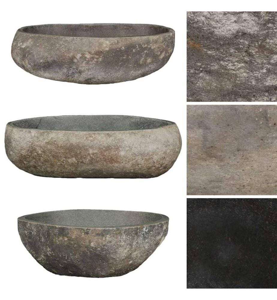 Lavabo en pierre de rivière Ovale (45-53)x(34-41) cm
