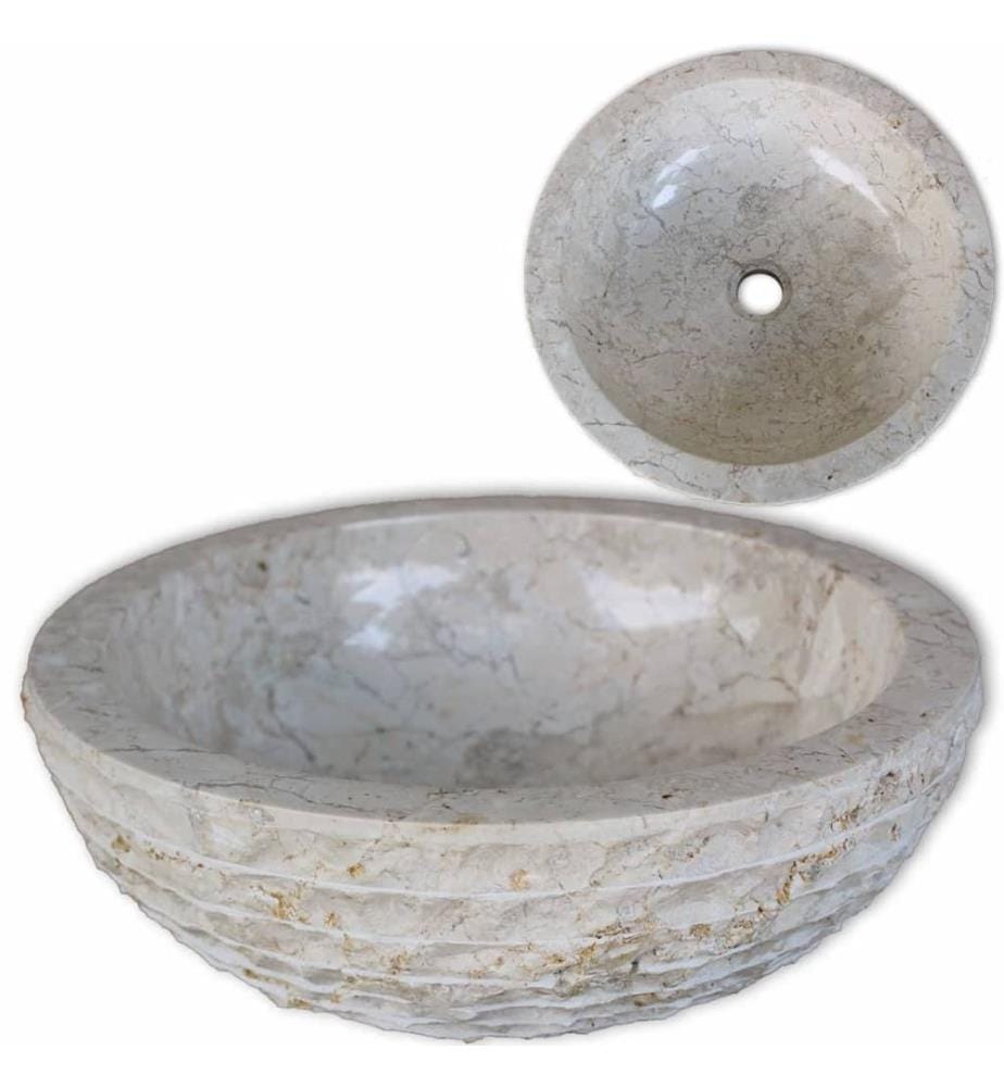 Waschbecken Marmor 40 cm Creme