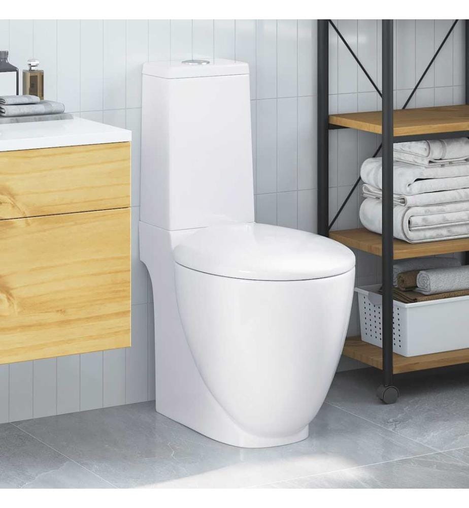 WC Keramik-Toilette Badezimmer Rund Senkrechter Abgang Weiss