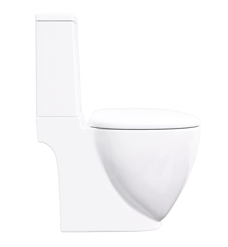 WC Keramik-Toilette Badezimmer Rund Senkrechter Abgang Weiss