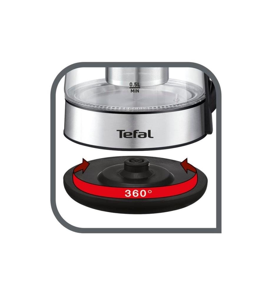 TEFAL - Bouilloire BJ750D10 1.7 l, Noir/Argenté