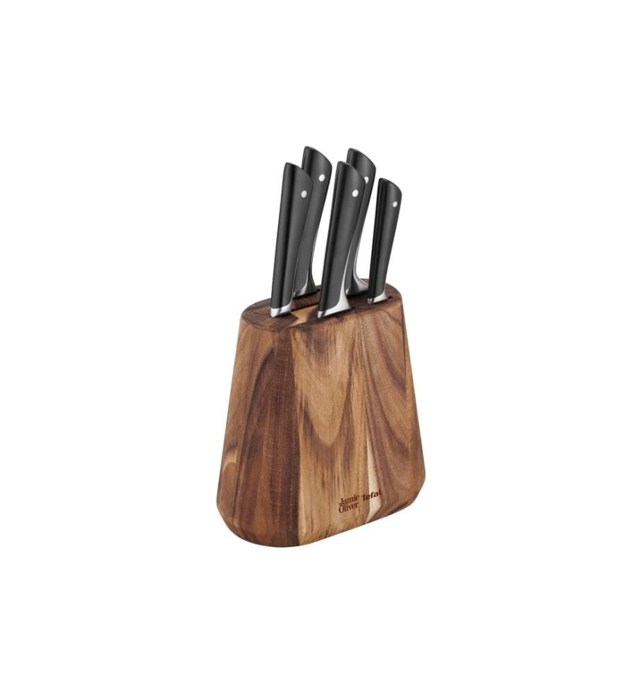 TEFAL - Kits de bloc de couteaux avec couteaux Jamie Oliver 6 pièces, essence de bois