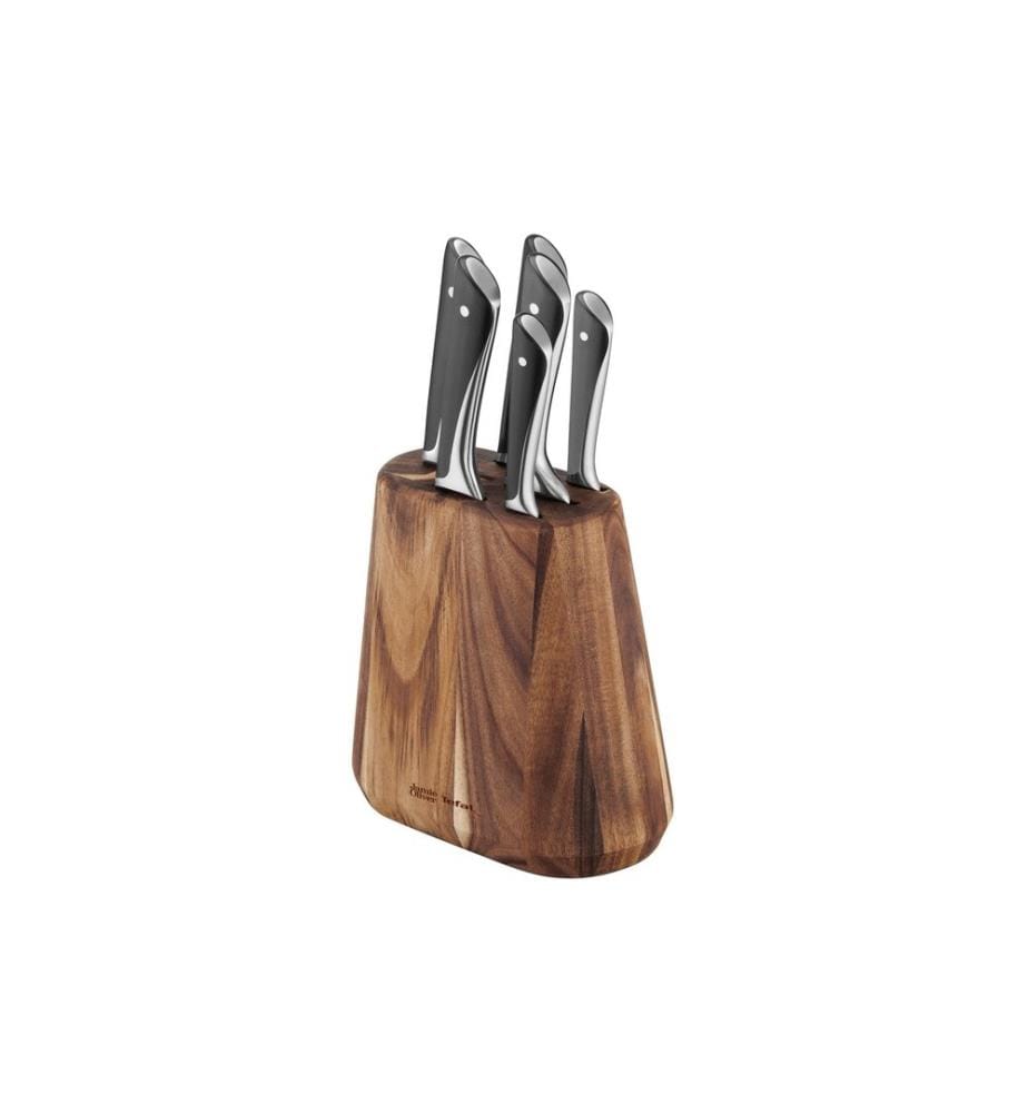 TEFAL - Kits de bloc de couteaux avec couteaux Jamie Oliver 6 pièces, essence de bois