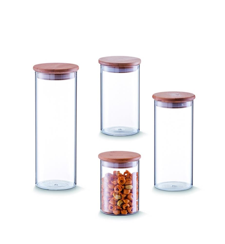 Vorratsglas mit Bambusdeckel, 750 ml - Transparent und Braun