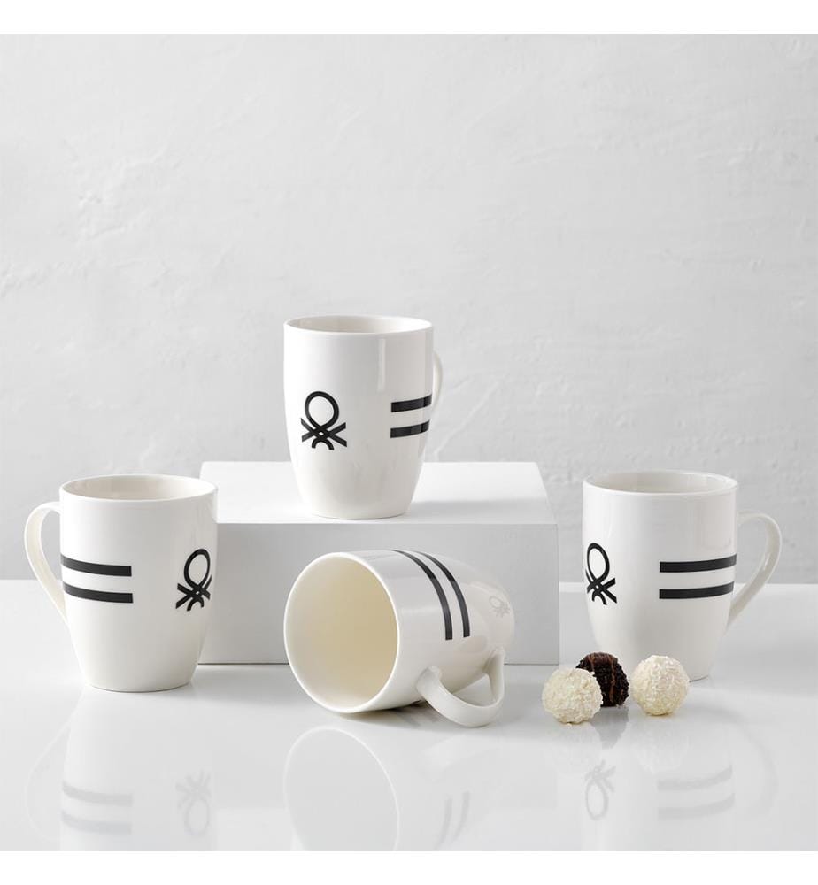 Lot de 4 Mugs, 11cm, 360 ml Noir