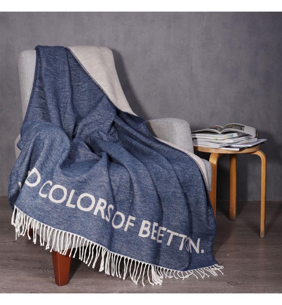 Decke 140 x 190cm 320Gsm Dunkelblau/Grau