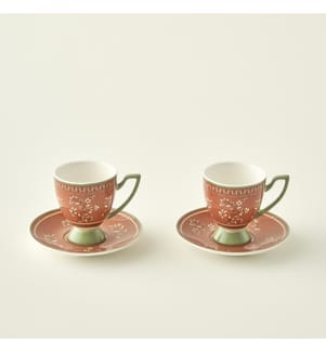 Set bestehend aus 2 Ethnic Kaffeetassen 90 cc - Mehrfarbig