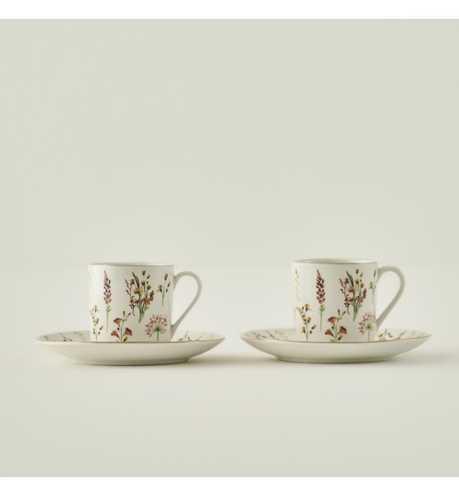 Set bestehend aus 2 Kaffeetassen Flores Porzellan 90 cc - Mehrfarbig