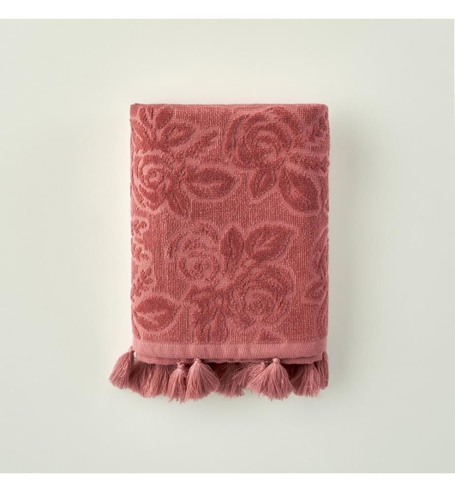 Jacquard-Serviette Rose 30x50 cm - Burgund
