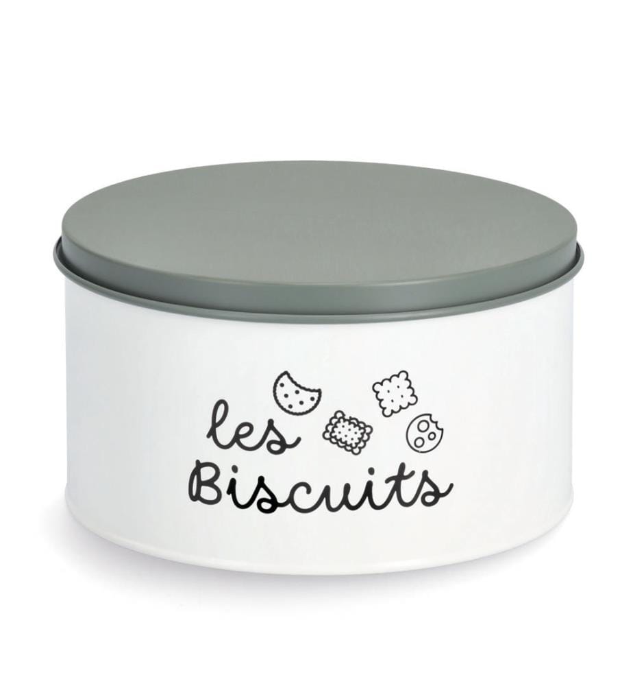 Storage tin 'Les Biscuits', 3000 ml, metal - white