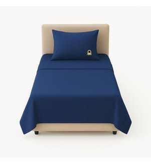 Set 3 Stück Einzelblatt: Flaches Laken (160x240cm mit einfachem Saum 5cm) + Spannbettlaken (90x200+30cm Klappe) + 1 Kopfkissenbezug (45x115cm) 100%.