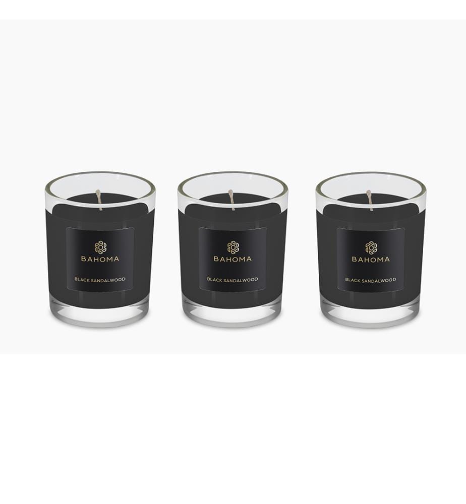 Set 3 x candele da viaggio in scatola - Sandalo nero