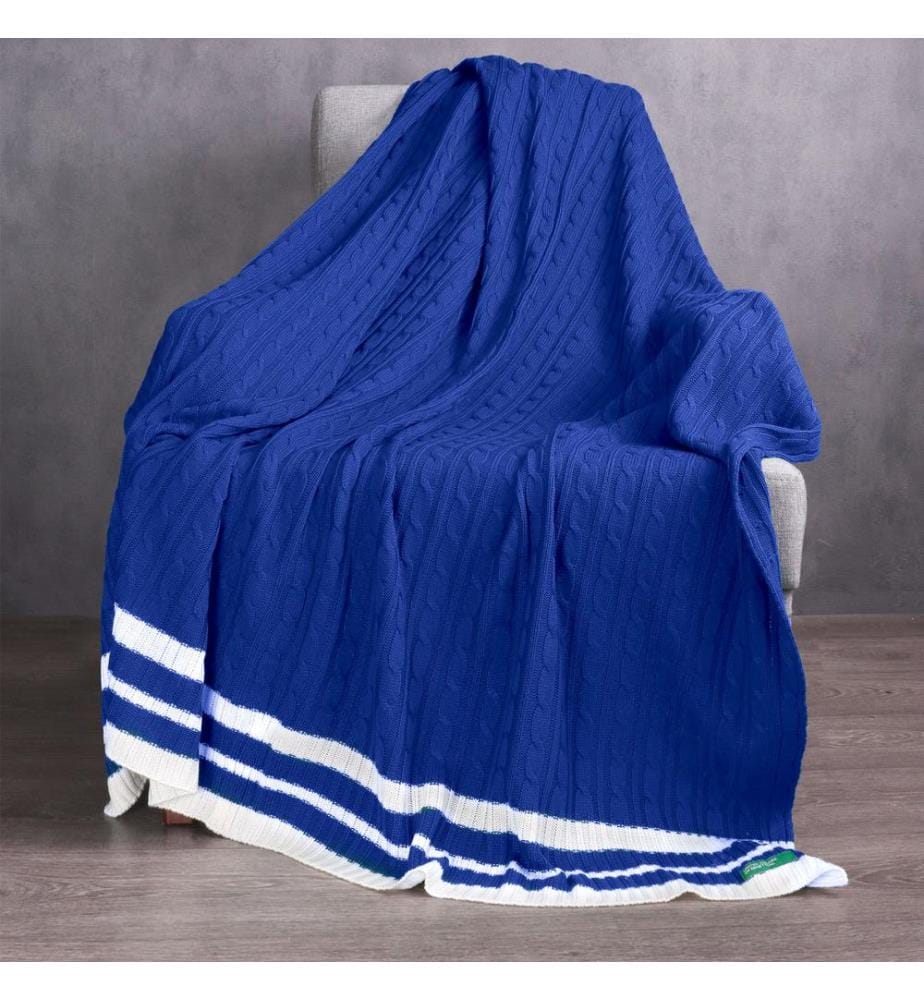 Decke 140x190cm 200Gsm 100% Acryl blau gestrickt Casa Benetton
