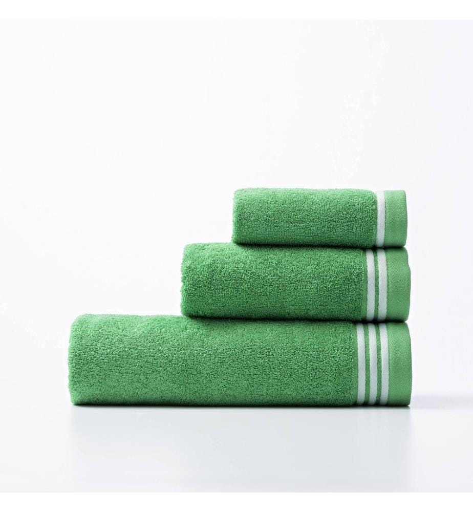 Serviette de bain 70x140cm 450Gsm 100% coton Vert avec rayures arc-en-ciel Benetton
