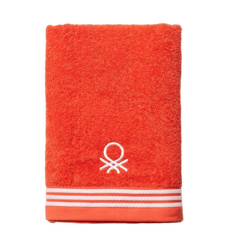 Bath Towel 70x140cm 450Gsm 100% Cotton Red With Rainbow Stripes Benetton